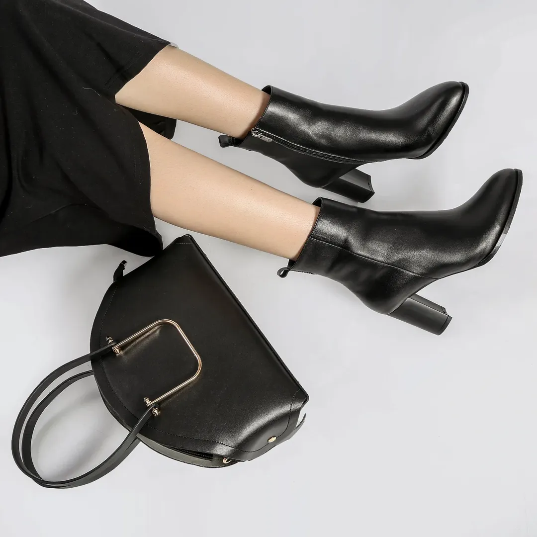 بوت چرم شبرو ترک با پاشنه ۹ سانت