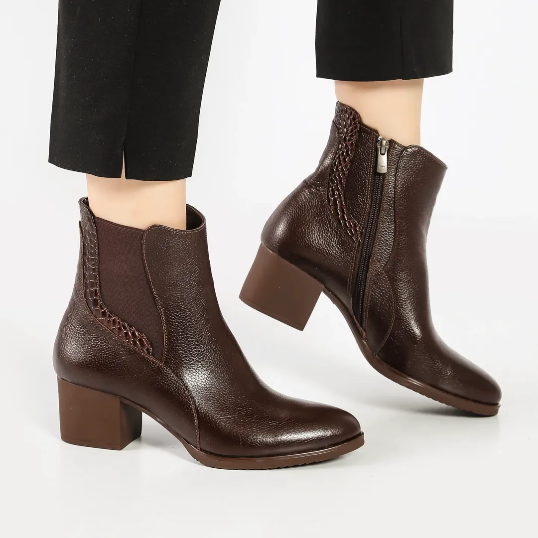 بوت پاشنه دلی لوکس تمام چرم