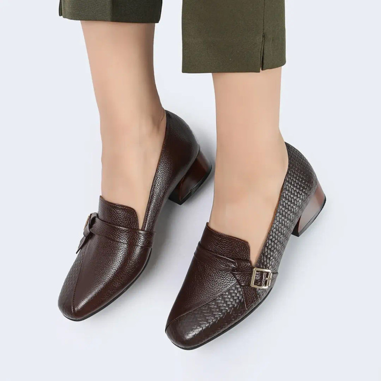 کفش تمام چرم طبیعی پاشنه دار